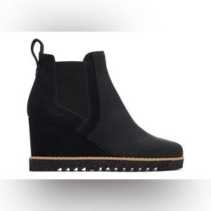 Tom’s Maddie Black Leather Wedge Boot